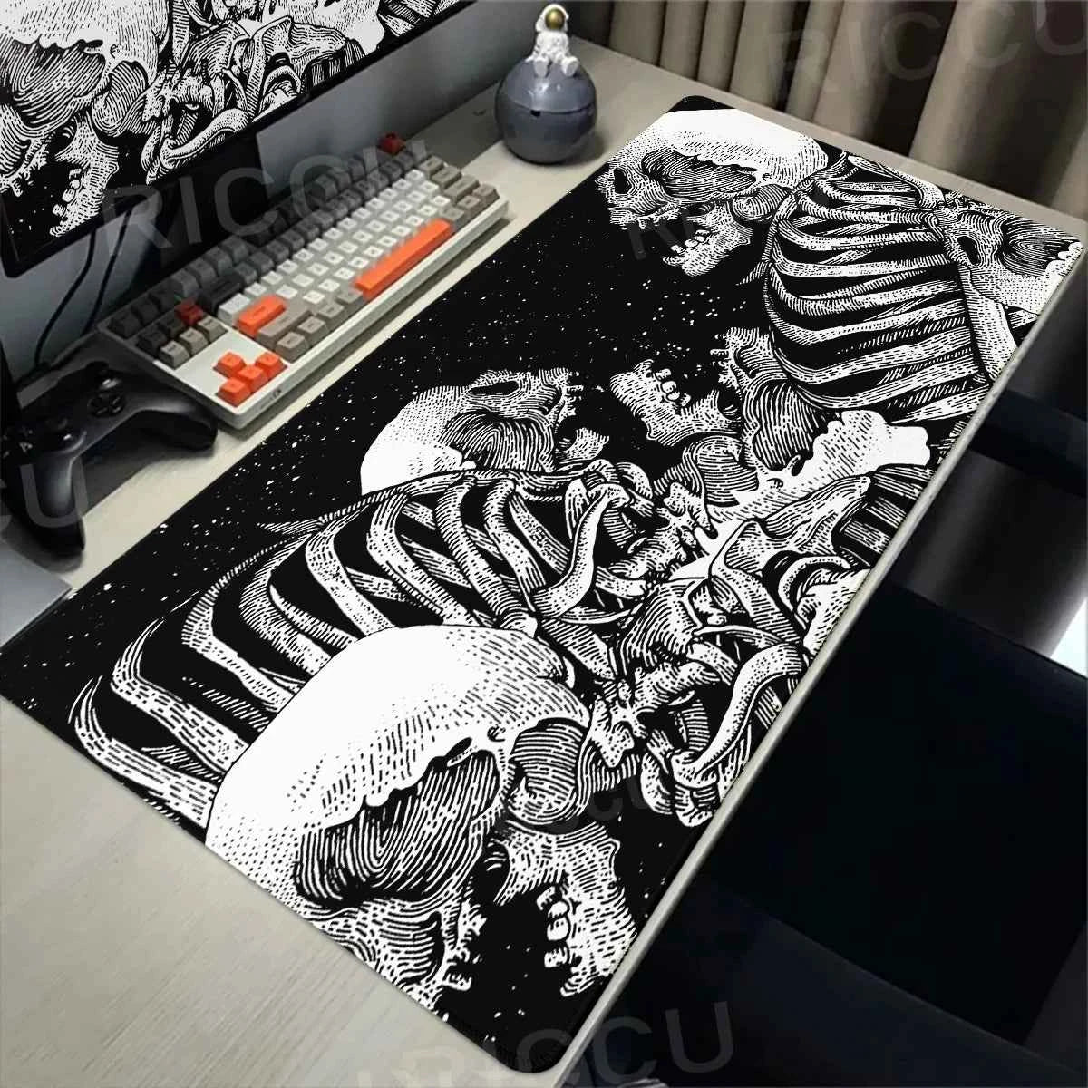Black White Skull Gaming Mouse Pad Large Mousepad XXL Table Mat Anti-slip Keyboard Accessories Office Laptop Desk Mats Gamer Rug