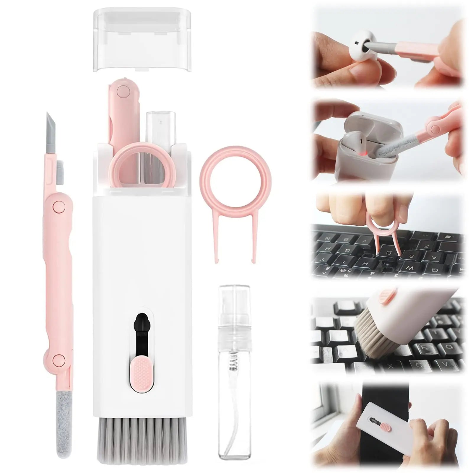 8 in 1 Keyboard Cleaning Brush Kit Phone Stand Earphone Cleaning Pen for Airpod 1 2 3 Cleaning Tool for Computer/MacBook/iPad