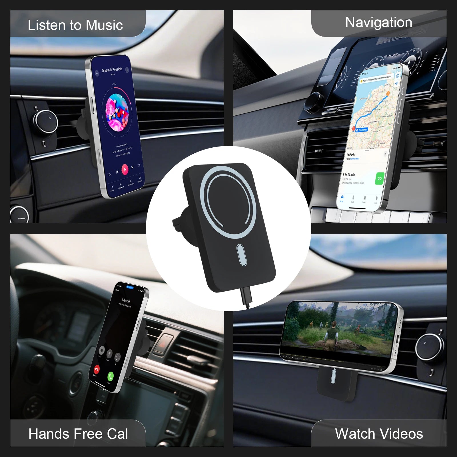 Magnet Wireless Car Charger 15W Phone Holder Car Air Vent Fast Charging Pad For Magsafe iPhone 17 16 15 14 13
