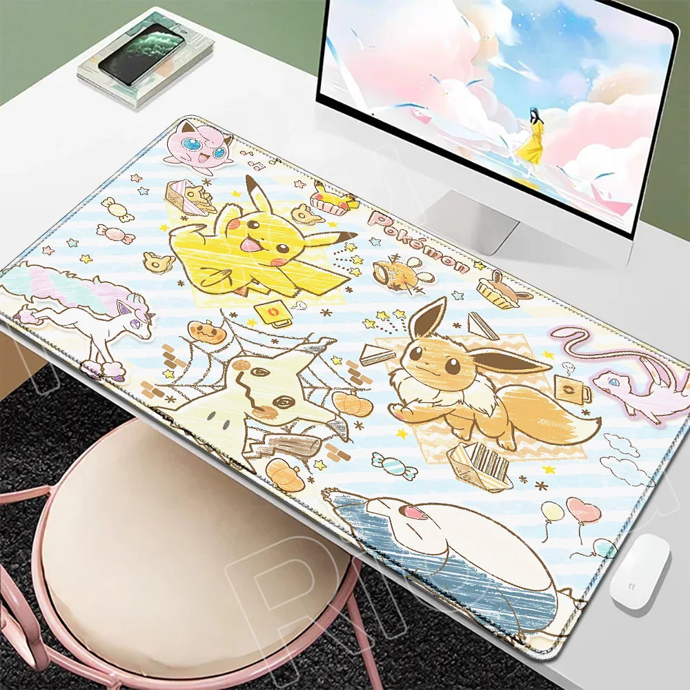 P-Pokemons Sylveon Eevee Mousepad Mouse Pad Large Gamer XXL Pc Keyboard Desk Mouse Mat Carpet Rubber Tapis Souris Gaming Notbook