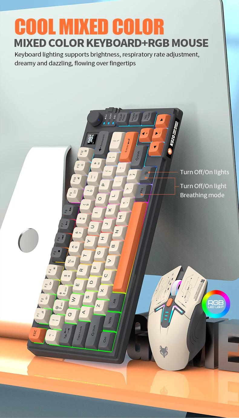 XUNSVFOX K920 Bluetooth Wireless Keyboard Mouse Set Dual Model Laptop Home Office Gaming USB Light Charging