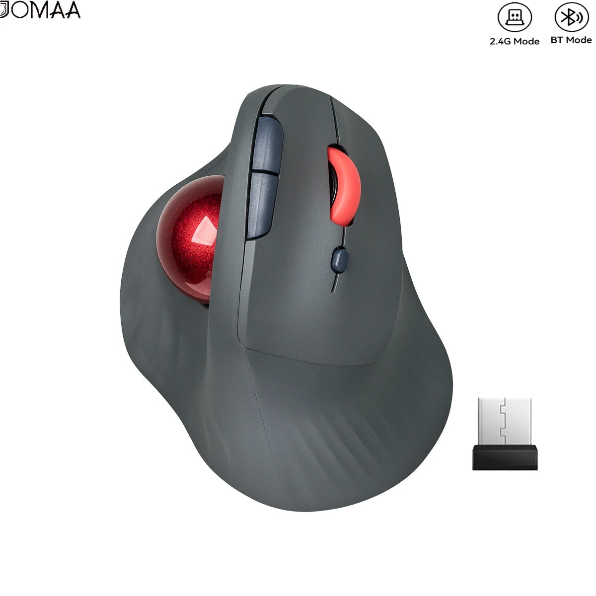 Ergonomic Bluetooth5.1 Dual Modes Wireless Vertical Trackball Mouse 1600DPI Rechargeable Silent Trackball Mice for Win/iOS