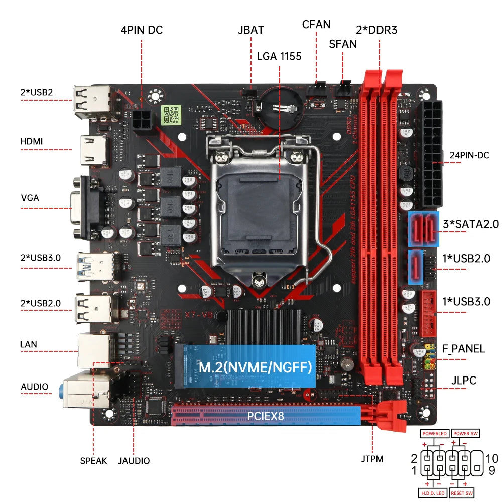 SOYO H61 Gaming Motherboard Kit with Intel  LGA1155 CPU i5 2500 DDR3 8G*2 Memory M.2 SATA Desktop Computer components