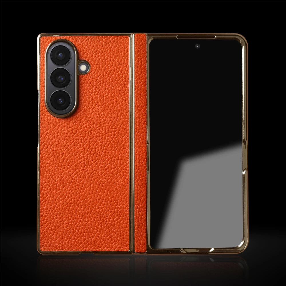 Genuine Leather Case For Samsung Galaxy Z Fold 7 6 5 4 3 fold4 fold3 Fold5 Fold6 Fold7 phone Cover Cases Fundas Coque Shell Capa