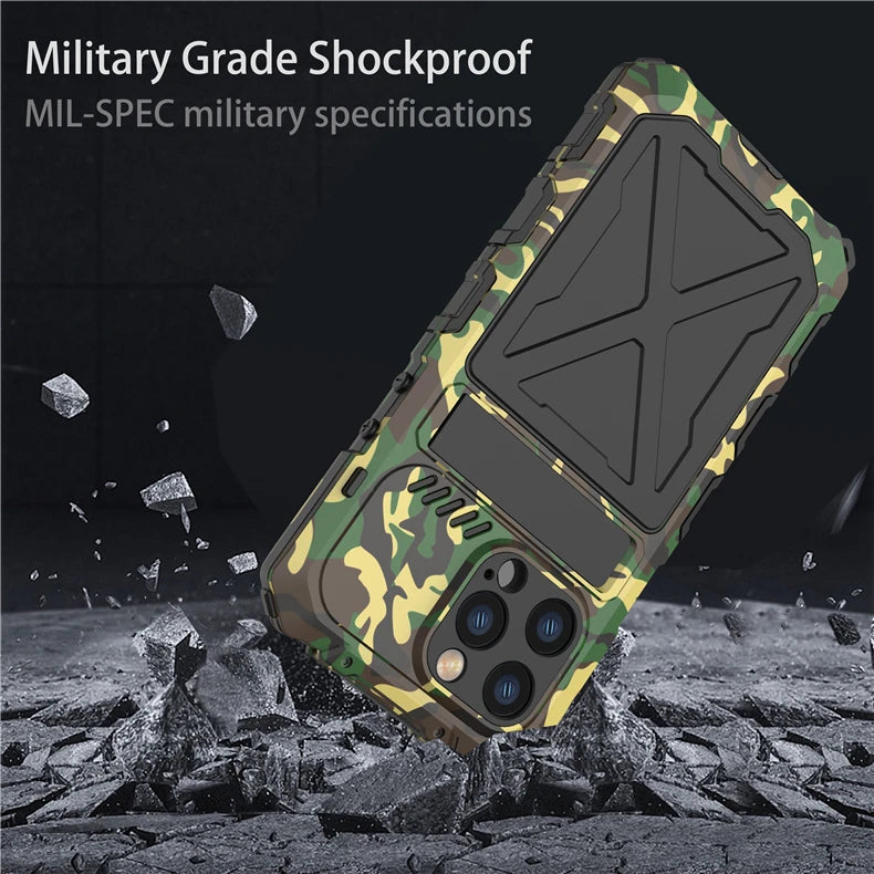 Heavy Duty Protection Armor Metal Aluminum Phone Case for iPhone 14 Pro Max 14 Plus Shockproof Cover