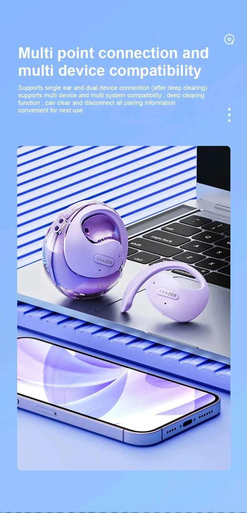 Lenovo OWS Bluetooth Headset X15Pro Open Wireless Ear Hook Headphones Outdoor Sport Gaming Earphone Noise Reduction with Mic
