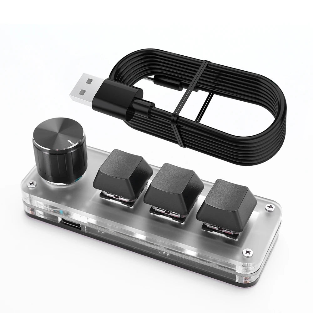 Mini Customized Mechanical Keyboard Hot Swappable Macro Programmable Keyboard 3 Key 1 Knob