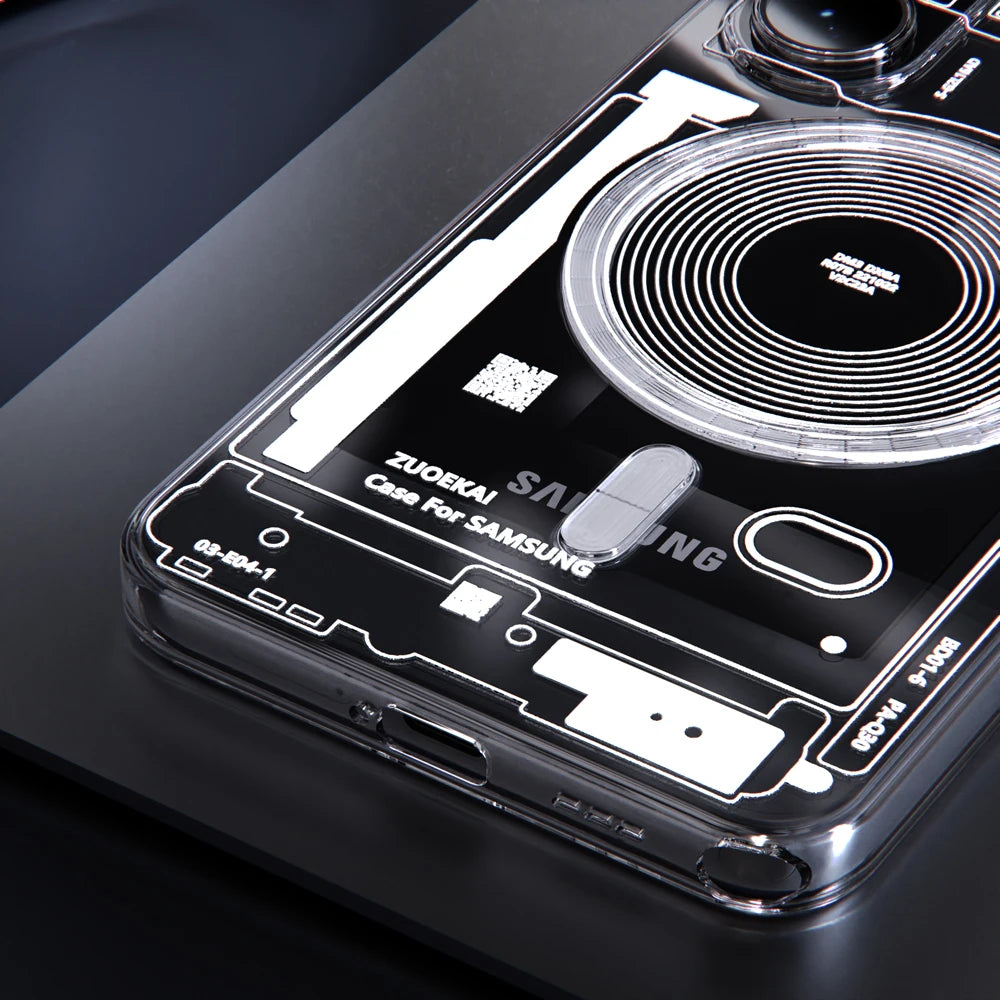 For Samsung Galaxy S26 S25 S24 S23 S22 Ultra Clear Magnetic Phone Case Circuit Board Relief Magsafe Transparent Shockproof Cover