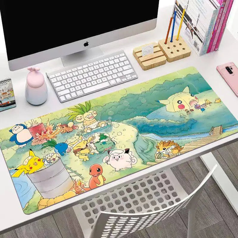 Animated Pokémon Pikachu High Definition Printed Leather Mouse Pad Pokémon Game Oversize Gaming Keyboard Desktop Pad Writing Pad