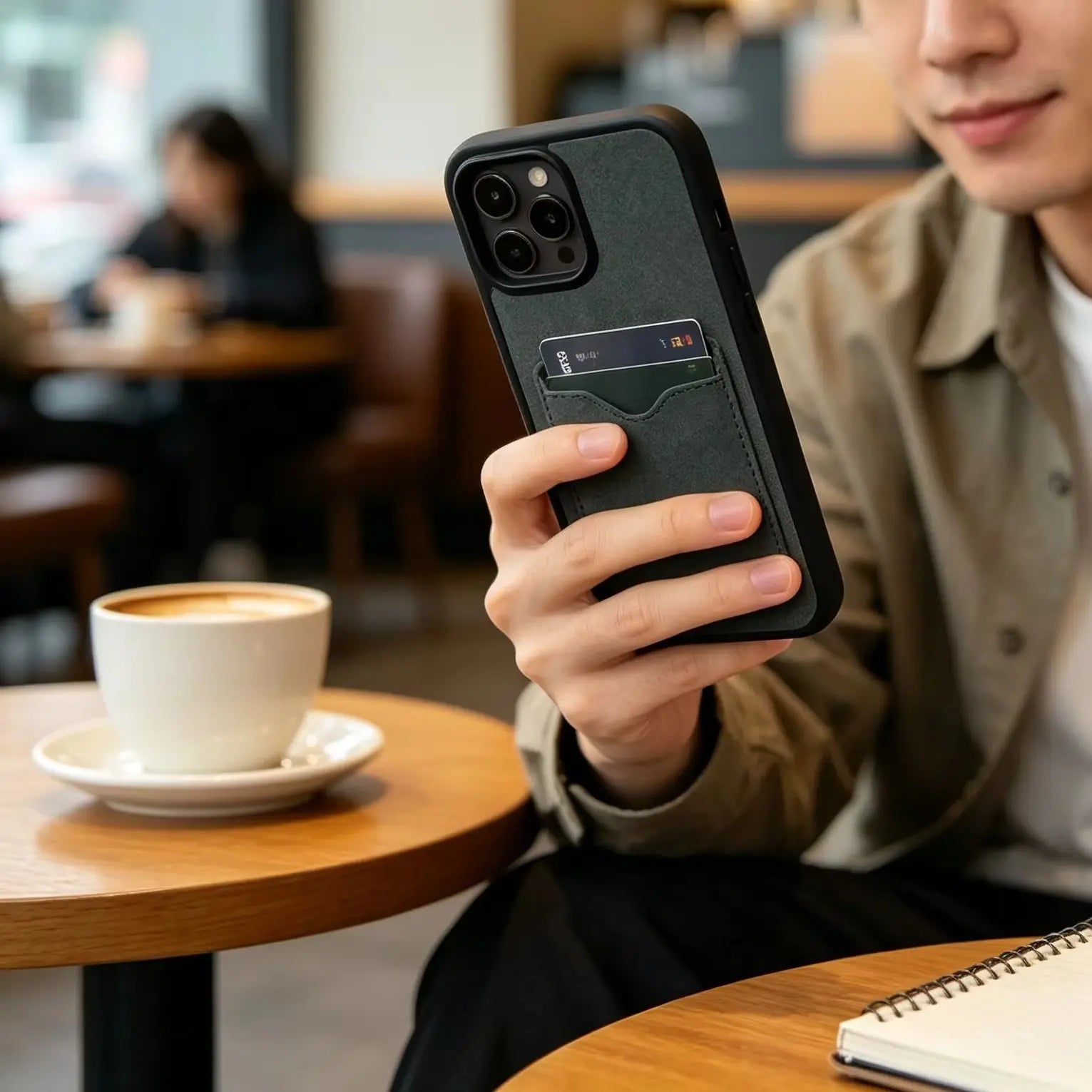 Sheepskin Texture Card Holder Phone Case, Full Wrap Shockproof & Pressure Resistant Protection, Precise Cutouts, Compatible with Multiple iPhone Models