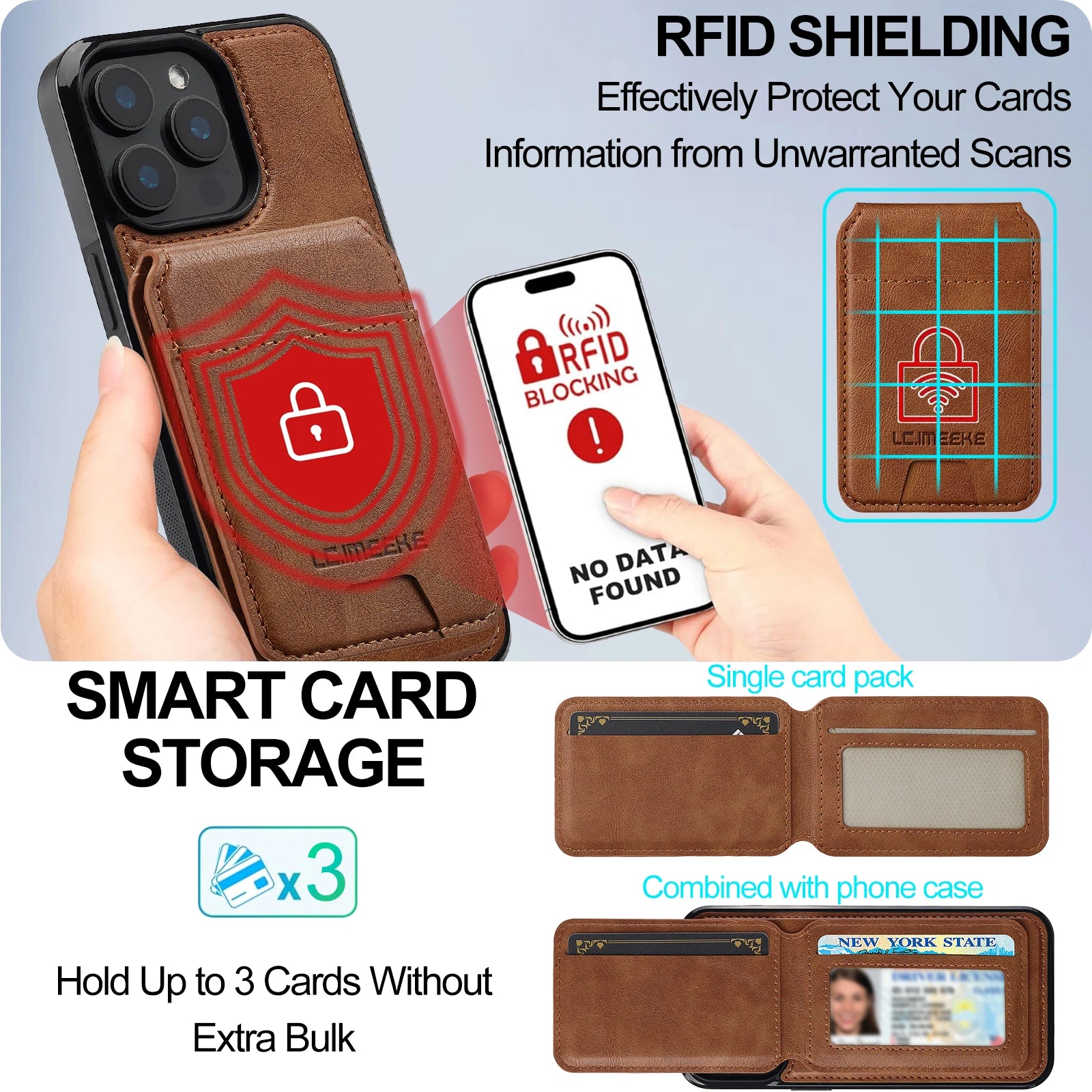 2 in 1 Detachable Leather iPhone Case with Card Pocket - Magnetic Cover for iPhone 17 pro Max 17 Air 15 14 13 12 11 pro Max