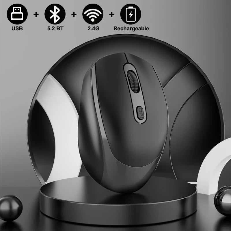 Wireless Silent Mouse Bluetooth-compatible 2.4G Dual Mode Rechargeable Optical Mouse 1600 DPI For MacBook Laptop PC Game Office