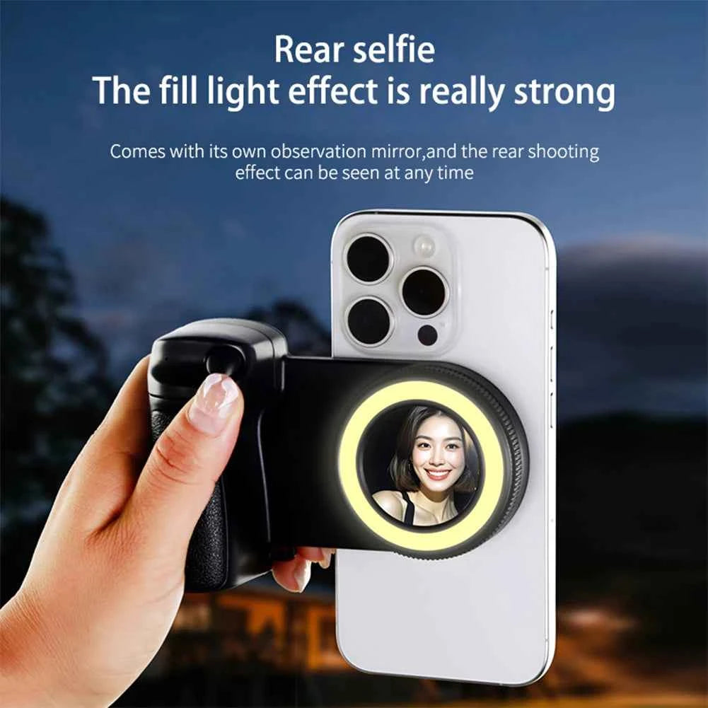 Magnetic Handle Grip With Fill Light For Magsafe Anti-Slip Smart Phone Bracket Camera Selfie Bluetooth Remote Shutter For iPhone