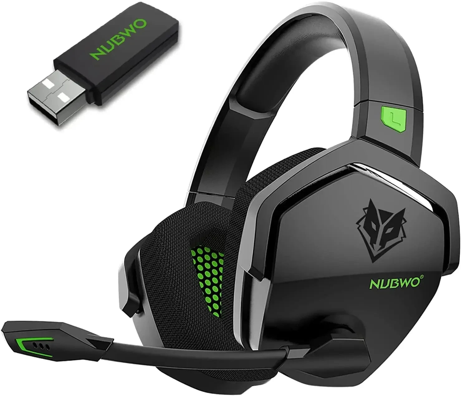 NUBWO G06 Wireless Gaming Headset – 2.4G & Bluetooth Headphones with Mic, 5ms Low Latency, 7.1 Surround Sound for PC, PS4 & PS5.