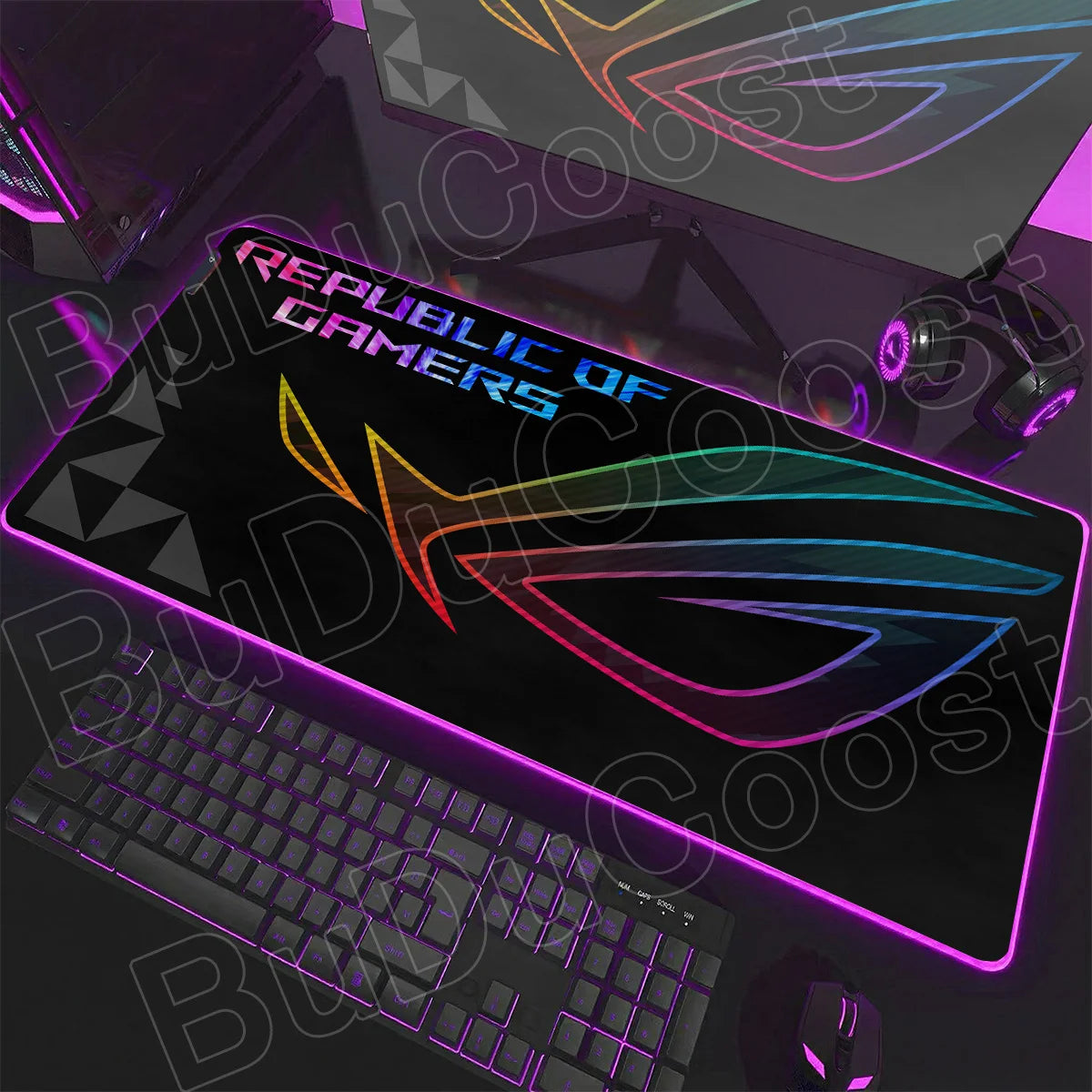 600x300x3mm RGB Gamer Glowing HD Keyboard Mat Asus Office Table New ROG Art Design Colorful LED Mouse Pad Rubber Non-slip Carpet