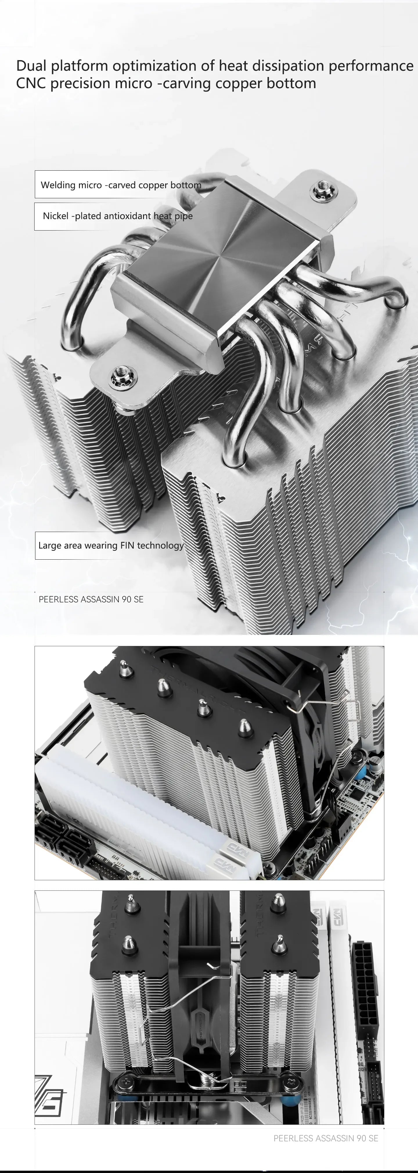 Thermalright TR-PA90 SE 4 HeatPipes CPU Cooler Air Cooling Radiator Dual Tower 4PIN PWM Fan Supports LGA1700/115X/1200/AM5/AM4