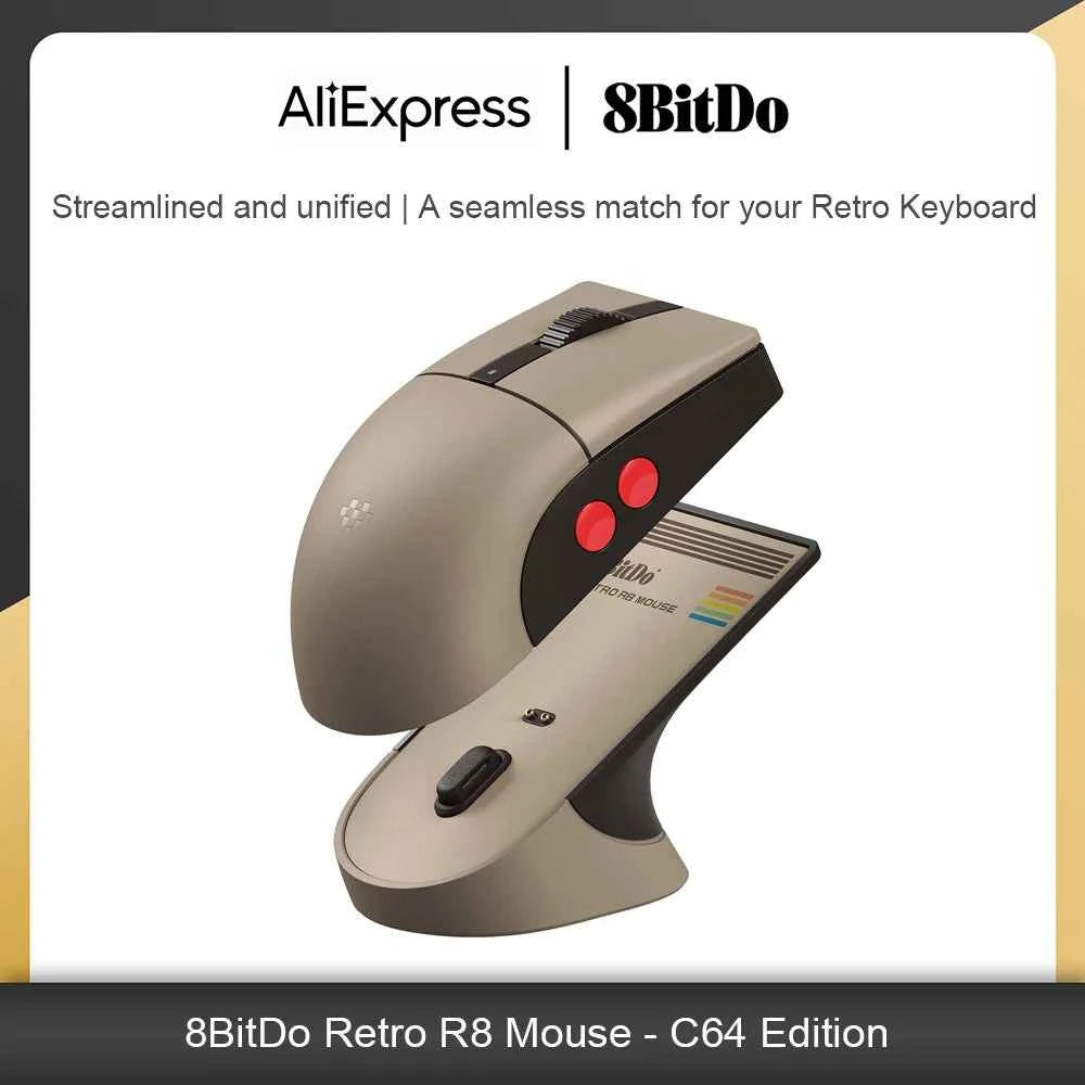 8Bitdo Retro R8 Mouse with Charging Dock Gaming Mosu with 4K Polling Rate for 8BitDo Retro Keyboard Game Accessories