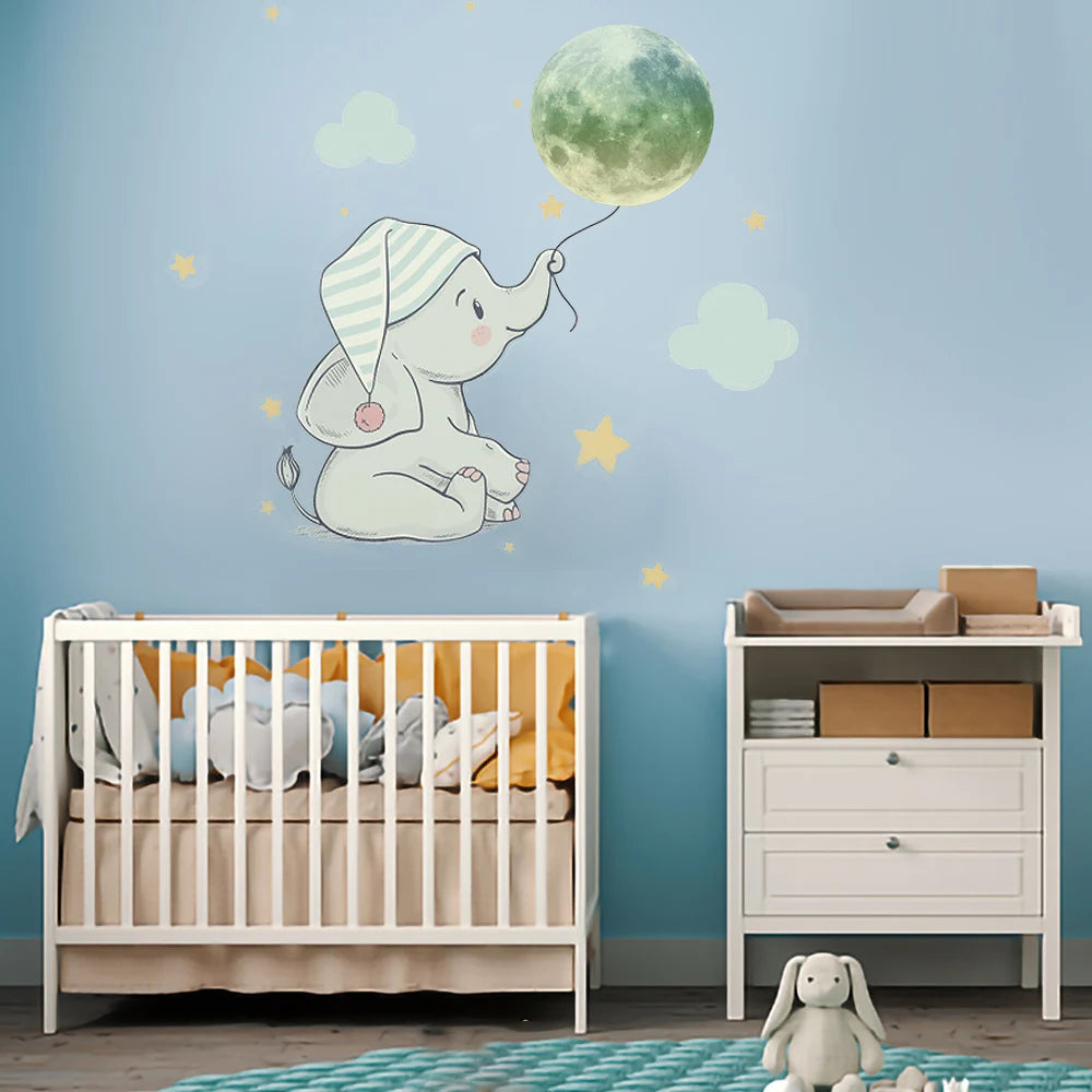 Cartoon Luminous Wall Stickers Glow In The Dark Fluorescent Rainbow Wall Decal For Kid Rooms Bedroom Ceiling Nursery Home Decor