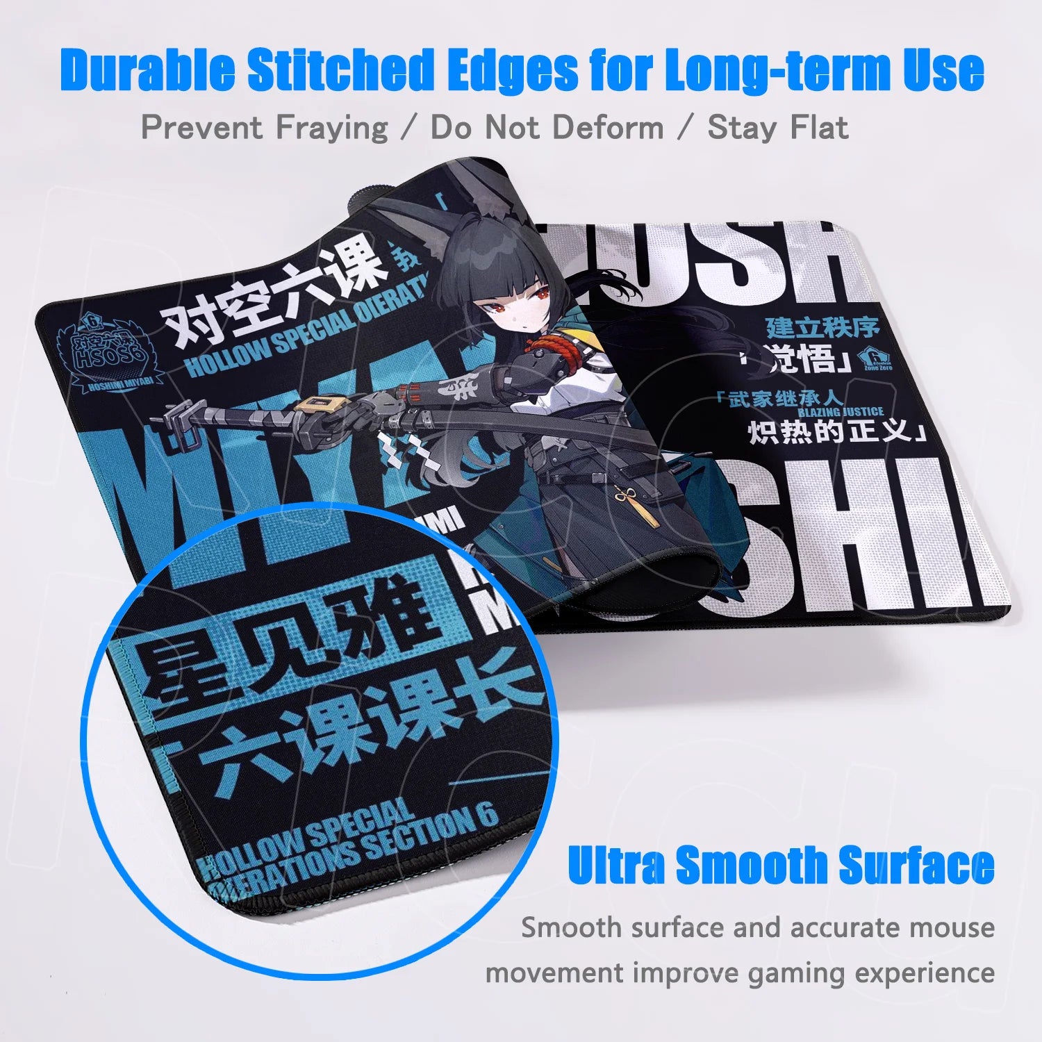 Hot Game Zenless Zone Zero New Mousepad 900x400mm Laptop Non-slip Keyboard Desk Pad XXL Anime Girl Hoshimi Miyabi Rubber Playmat