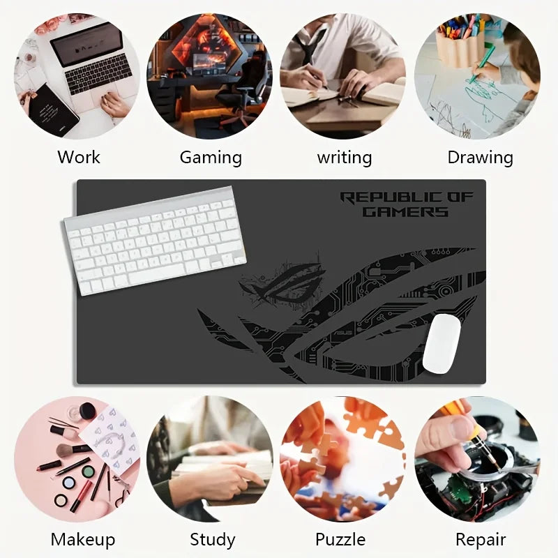 1pc Large Gaming Mouse Pad ROG Circuit Board Design Anti-Slip Rubber Base Extended Desk Mat for Office Gaming Setup PC Accessory