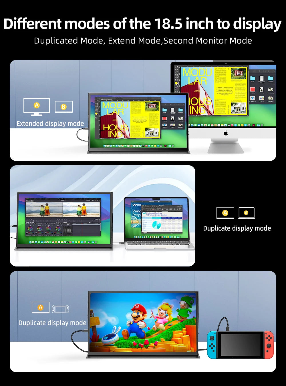 UPERFECT FHD UGame T7 Touchscreen 120Hz Gaming Monitor For PS5 Switch Steam Decks XBOX Laptop PC With HDMI TYPE C HDR IPS Screen