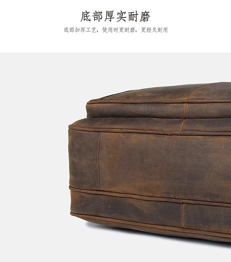 High Quality Genuine Leather Men Briefcase Business bag Crazy Horse Leather Large 17