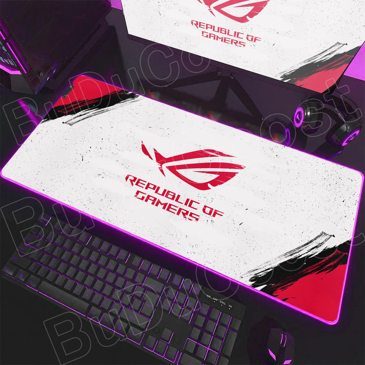 600x300x3mm RGB Gamer Glowing HD Keyboard Mat Asus Office Table New ROG Art Design Colorful LED Mouse Pad Rubber Non-slip Carpet