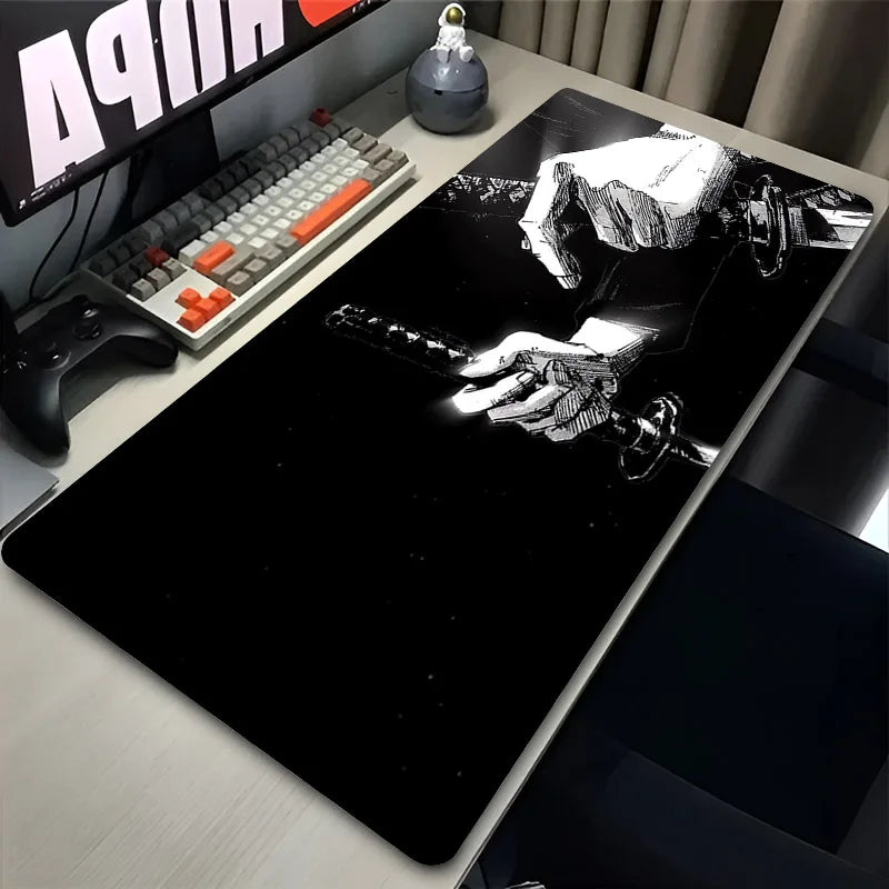 Samurai Black And White Anime Mousepad Gamer Keyboard Large Mouse Pad Gaming Accessories Desk Mat Sword Non-slip Laptop Carpet