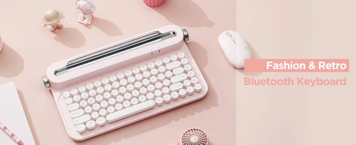 YUNZII ACTTO B305 Retro Typewriter Aesthetic Keyboard, 75% Compact Wireless Keyboard with Integrated Stand for Multi-Device