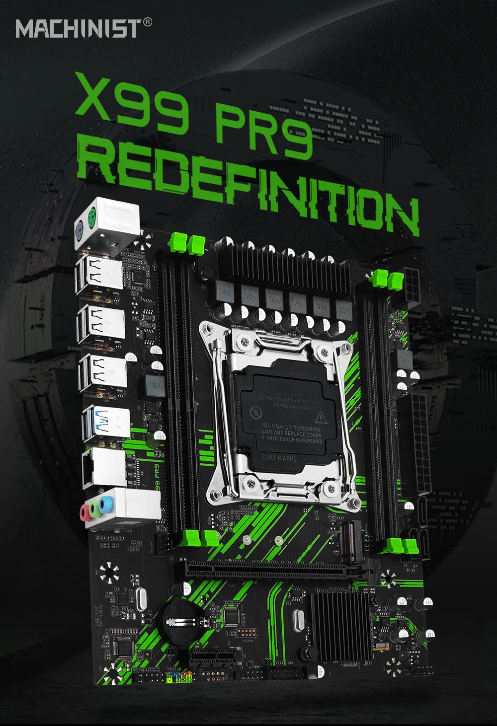 MACHINIST X99 PR9 X99 Motherboard Support LGA 2011-3 Intel Xeon E5 V3&V4 CPU DDR4 RAM SATA/NVME M.2 Slot USB3.0