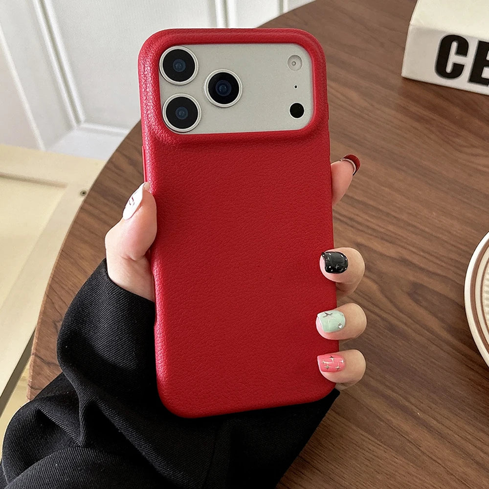Luxury Leather Texture Phone Case for iPhone 17 pro Max/Air 16/15/14/13/12/11 plus pro Max - Shockproof Soft TPU Cover Shell