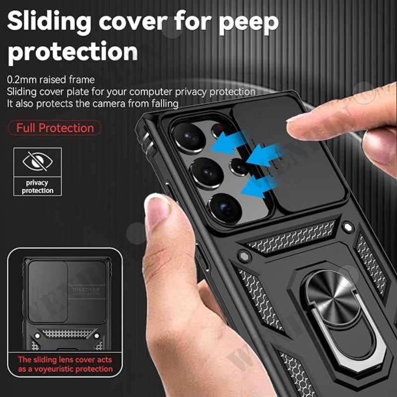 Case For Samsung S26 S25 S24 S23 Ultra Plus S25 FE A56 A36 Heavy Duty with Camera 360 Degree Rotate Kickstand Shockproof Cover
