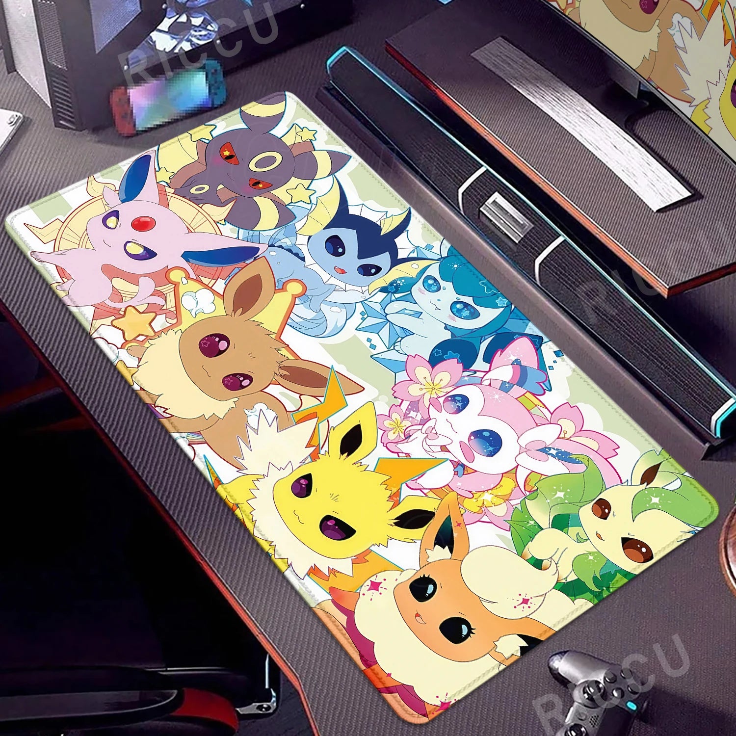Large Mouse Pad Anime Gaming Speed Mousemat Eevee Desk Mat Gamer Keyboard Mousepad Office Accessories P-pokemon Kawaii Deskmat