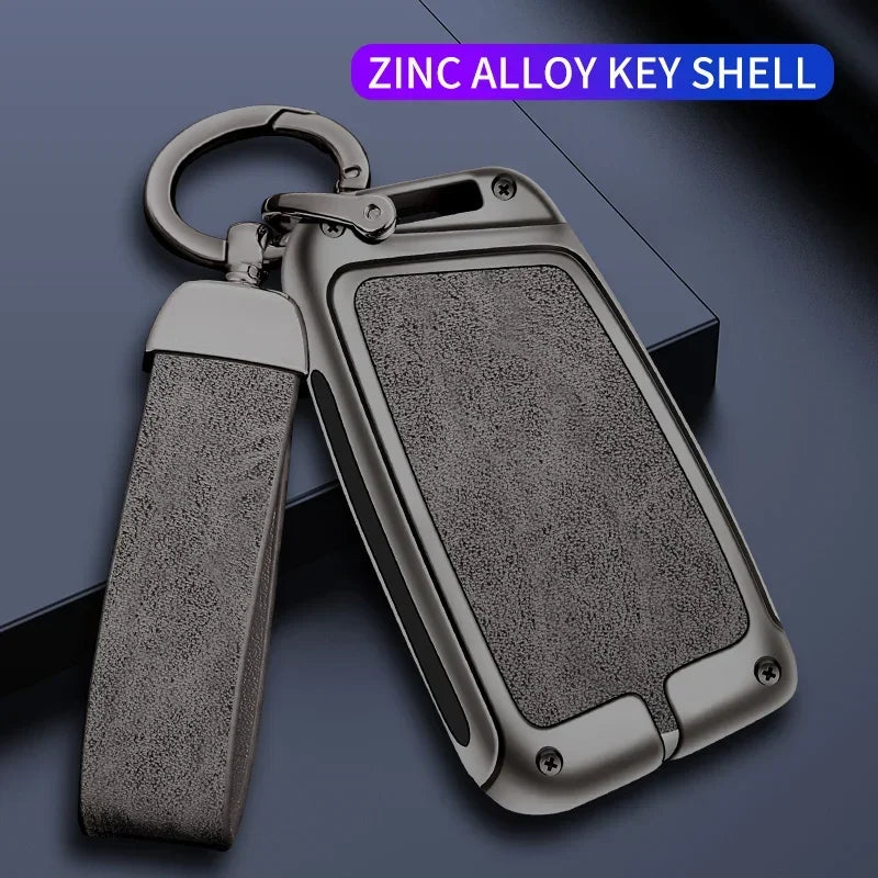 New Zinc Alloy Leather Car Key Case Cover Shell For VW Volkswagen Magotan Passat B8 Skoda Superb Kodiaq A7 Car Key Accessories