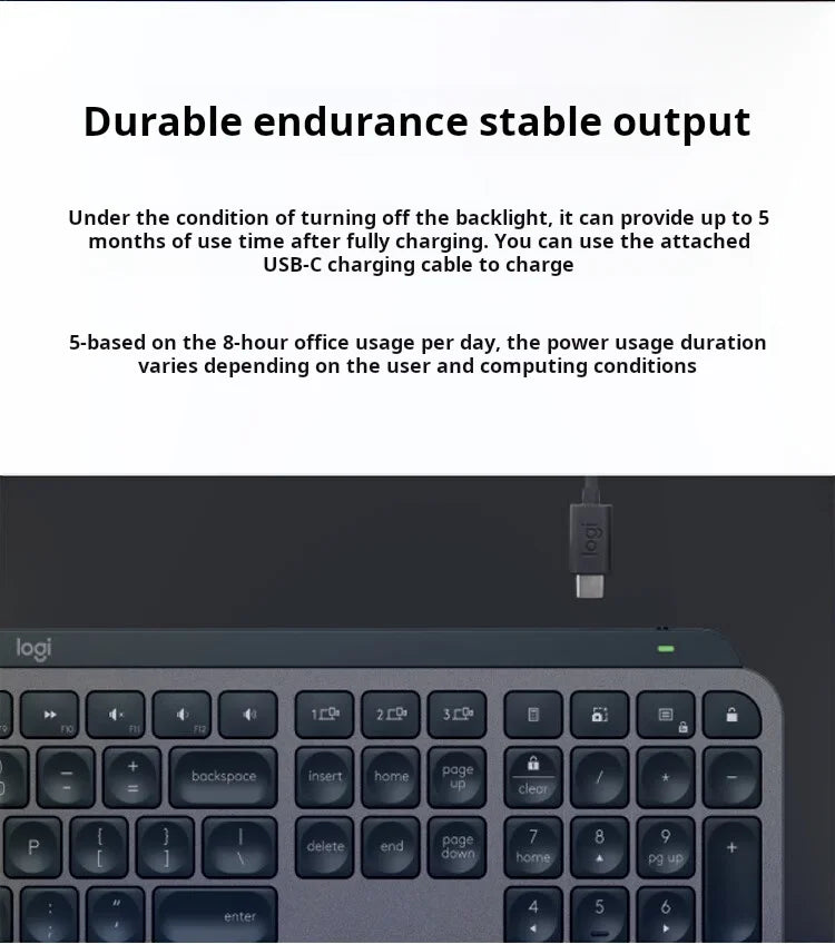 Logitech MX Keys S Wireless Office Keyboard - Smart Illuminated, Multi-Device Ergonomic w/ Logi Bolt, Low Profile & Portable