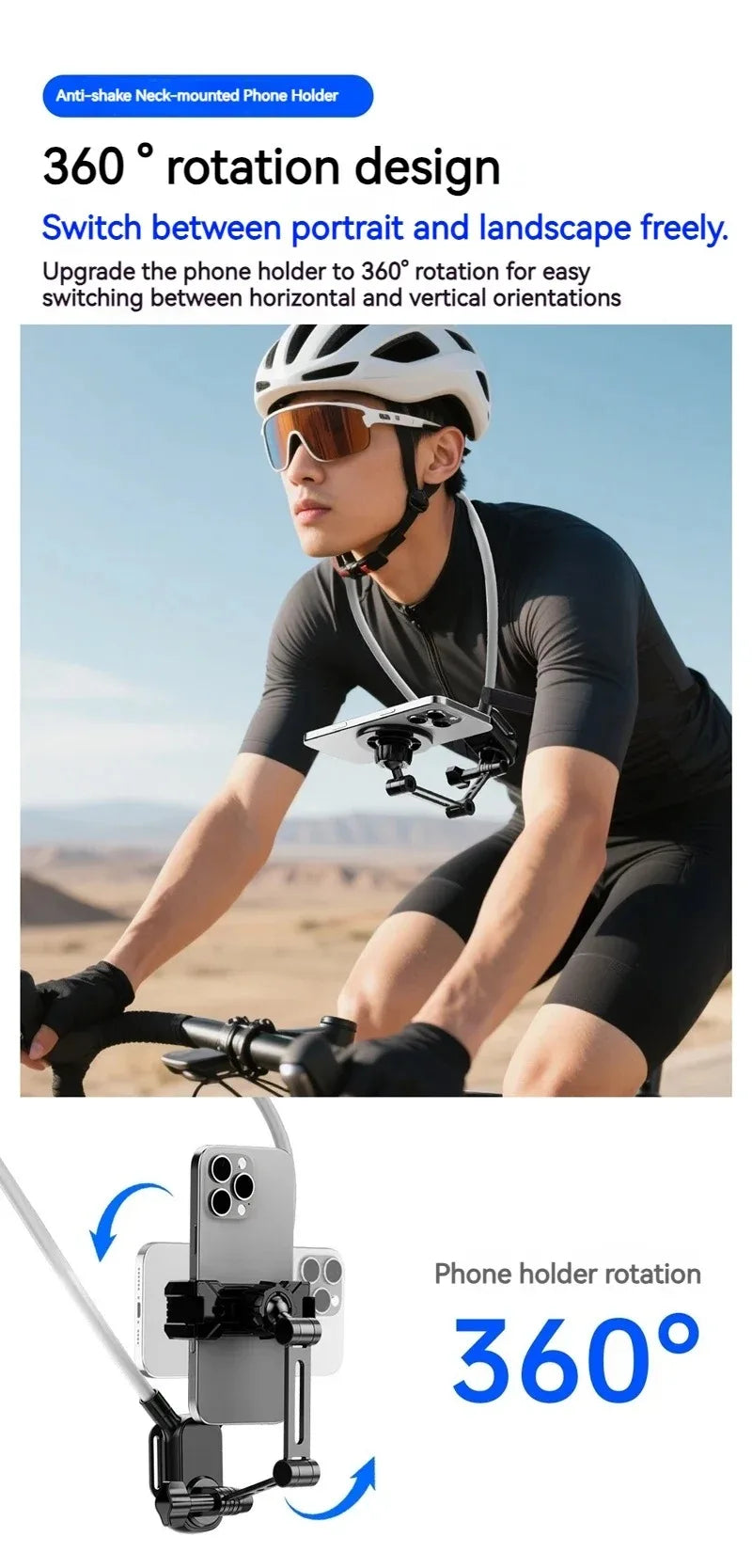 Universal Neck Mount Phone Camera Holder,Magnetic And Clip Compatible With IPhone Samsung 360 Rotation Hands-Free For Video Live