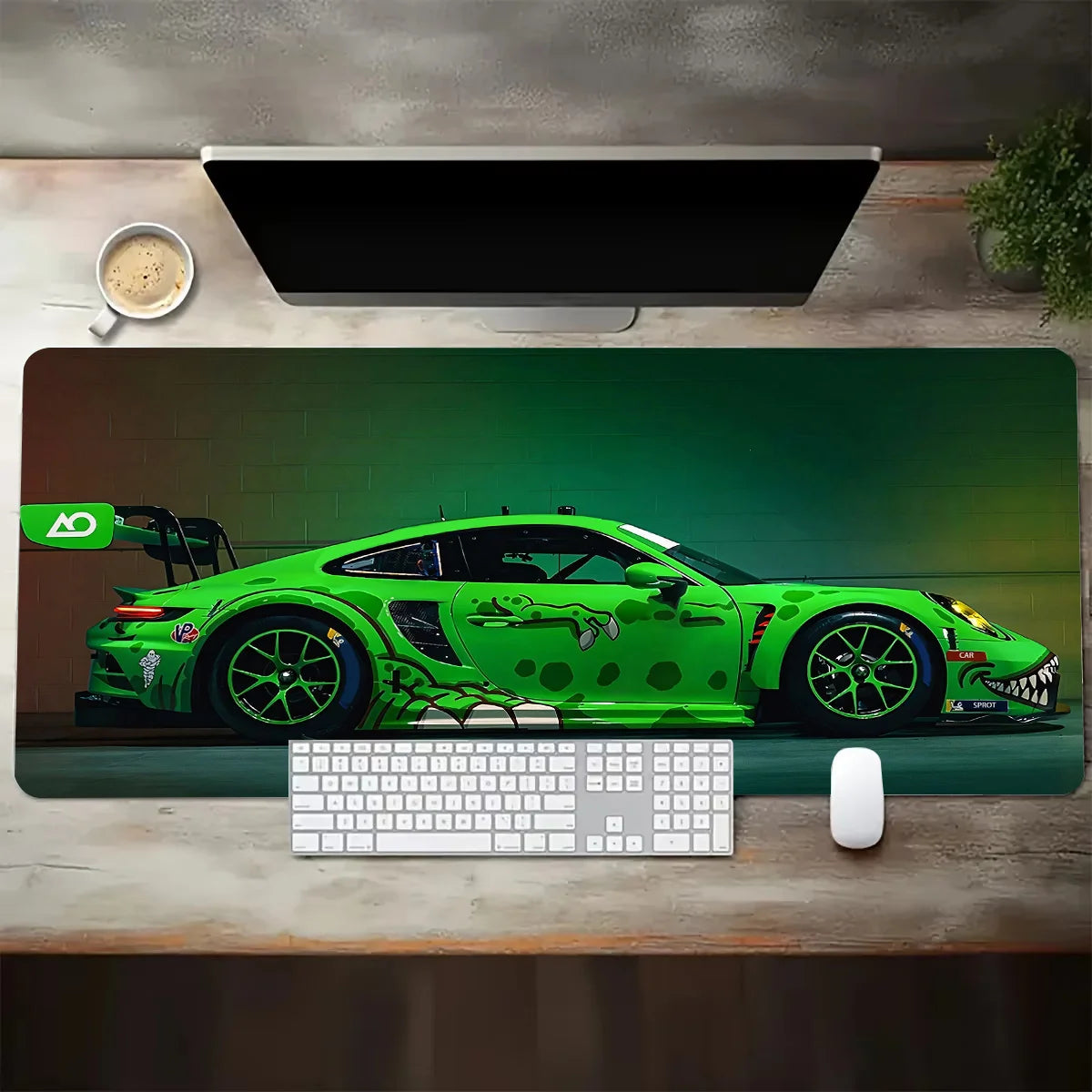Large White Sports Car Design Gaming Mouse Pad Anti-Slip Rubber Base Extended Desk Mat for Gamer Office Use Computer Accessories - WinSupport Tech