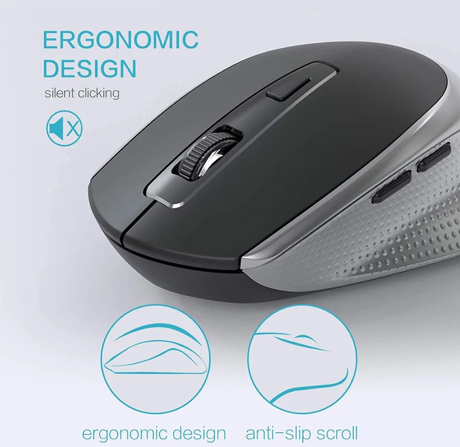 Wireless Keyboard Mouse Combo,U.S. Layout,2.4G USB Compact and Convenient, Slim, Portable Ergonomic, Silver White