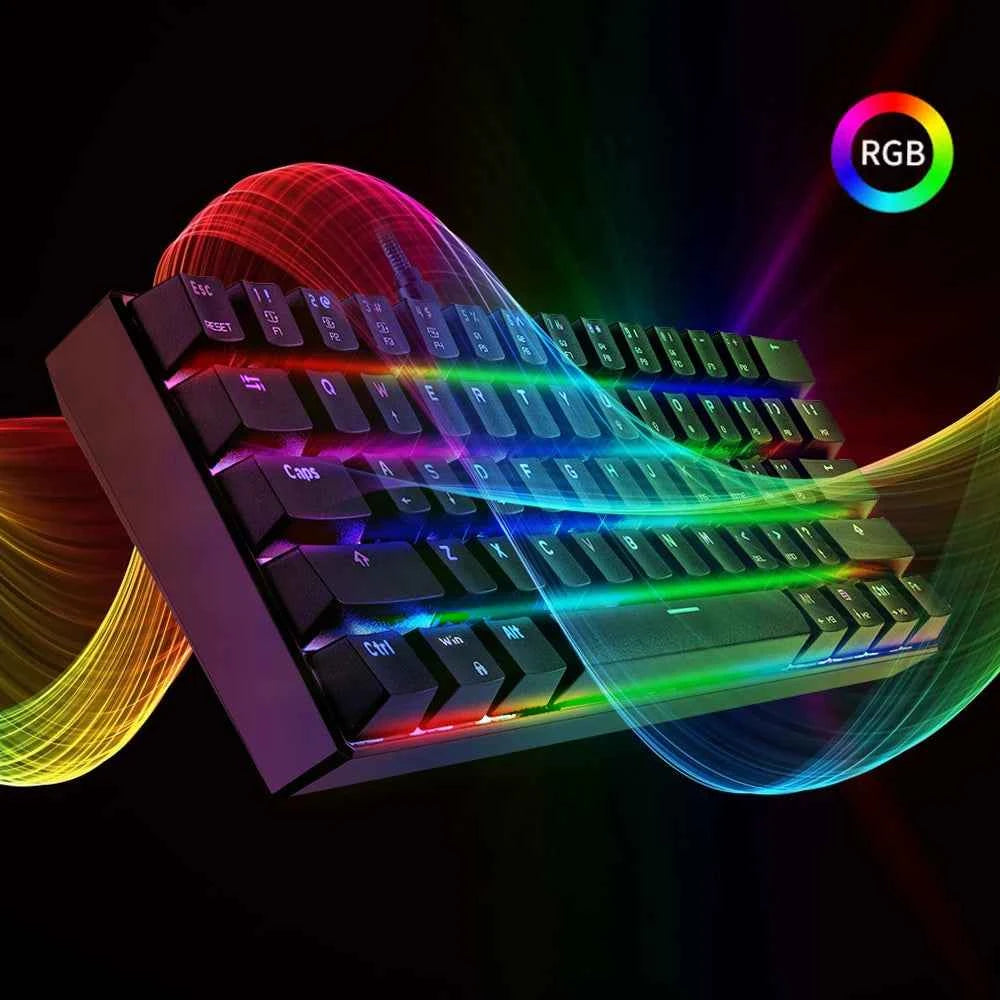 MOTOSPEED CK61 RGB Mechanical Gaming Keyboard OUTMU Red Switches Keyboard 61 Keys Anti-ghosting with Backlight for Gaming Black