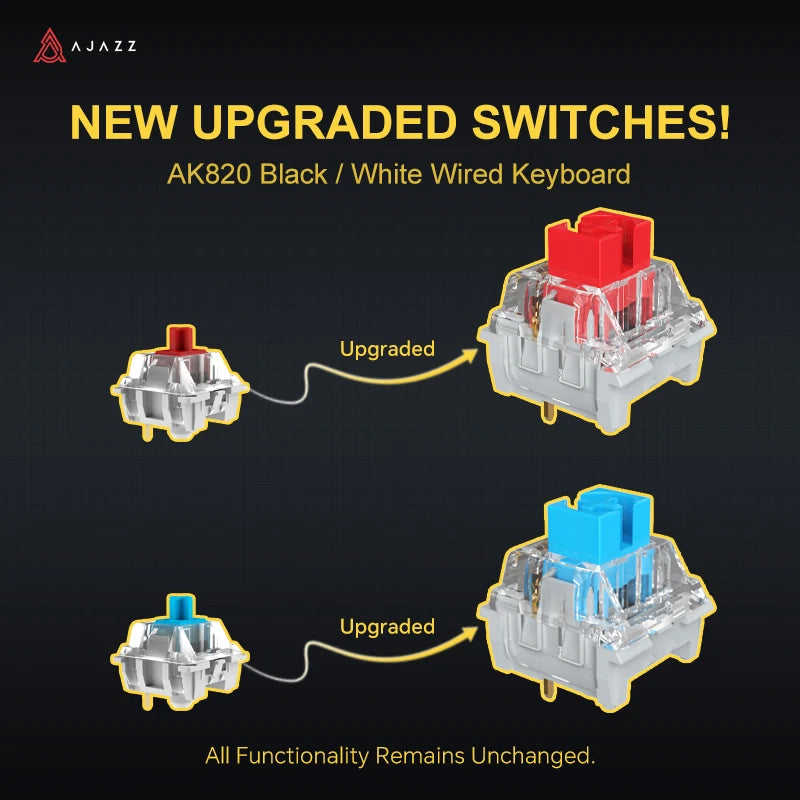 Ajazz AK820/AK820Pro Gaming Mechanical Keyboard Bluetooth 5.1/Wireless/C-Wired Customized Keyboard with Knob Hot Swapping Gasket - WinSupport Tech