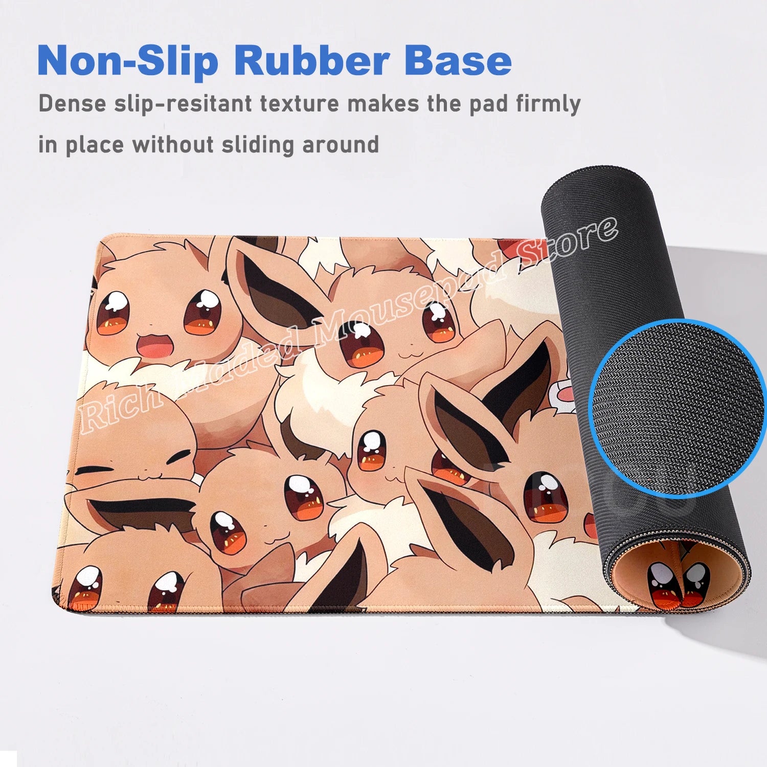 Game Card Pad Gaming Carpet Anime Keyboard Pad Pokemon Eevee Mousepad Gamer Mouse Pads Laptop Extended Desk Mat PC Cabinet Rug