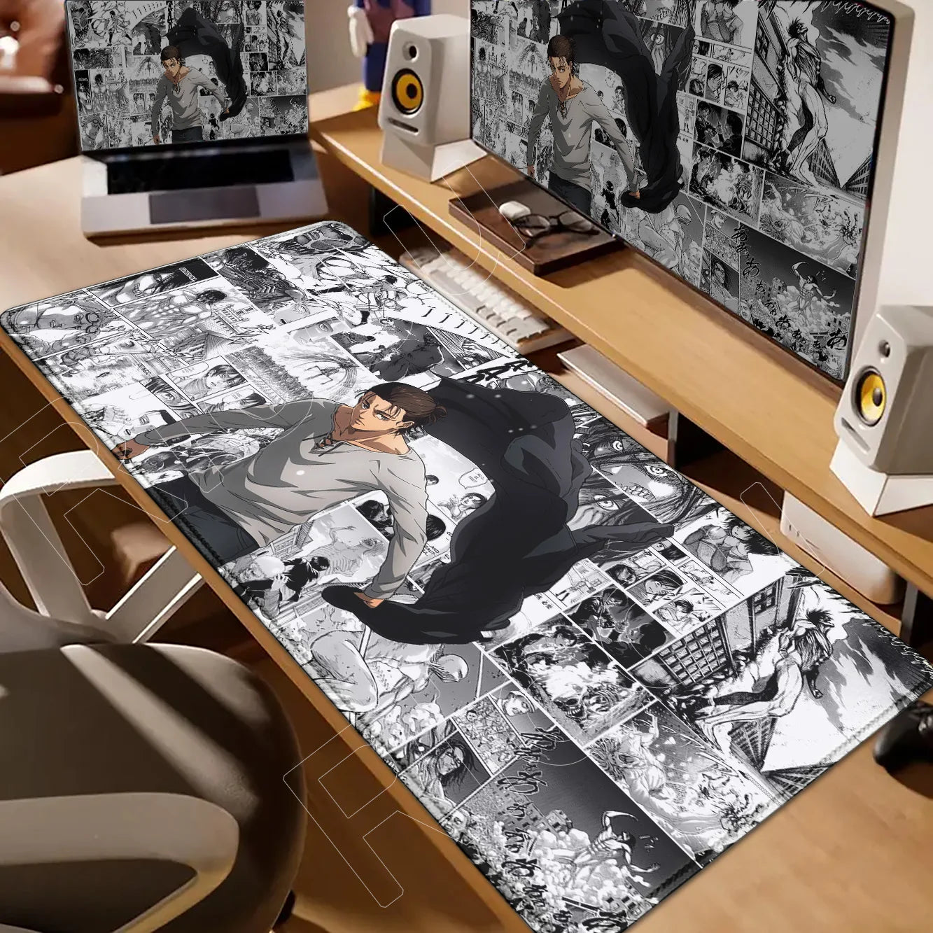 New HD Printing Attack on Titan Anime Desk Mat Large Lock Edge Mouse Pad Computer Mousepad Gaming Laptop Keyboard Mouse Mats Rug