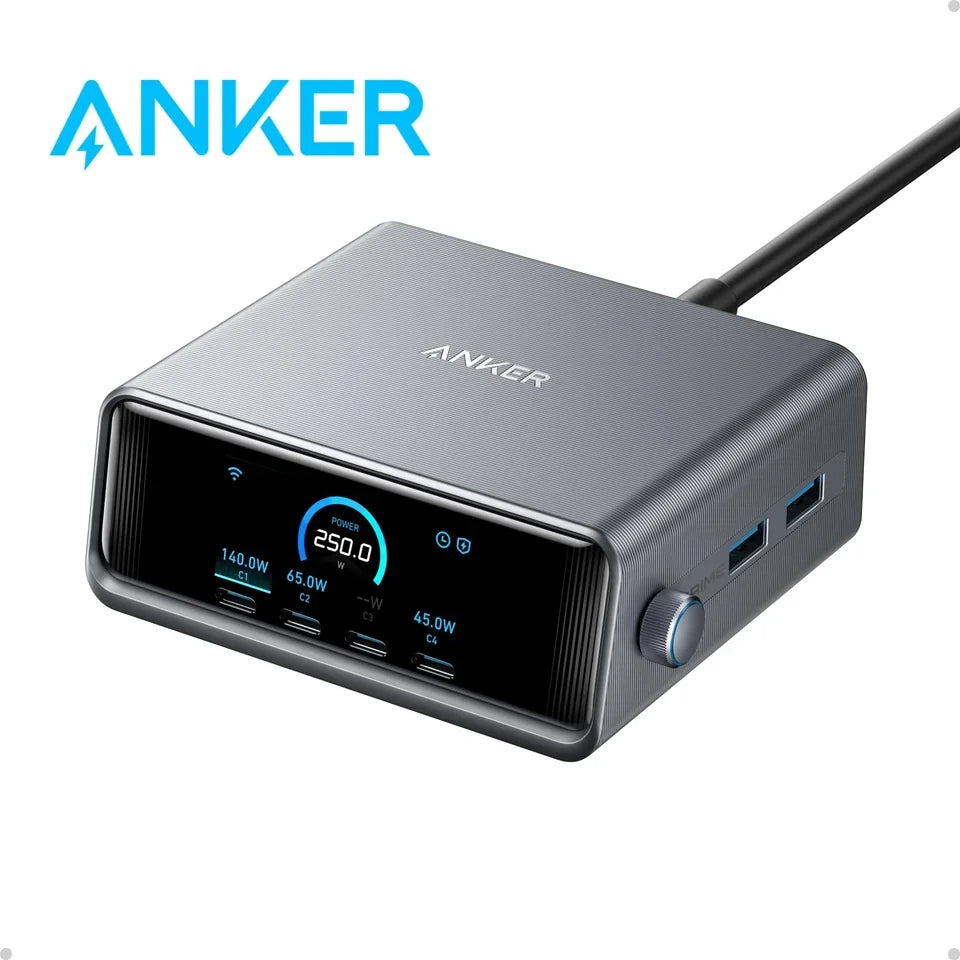 Anker A2345-CN Prime 250W GaN Charger Prime USB C Charging Station,Ultra-Fast 6-Port, 2.26
