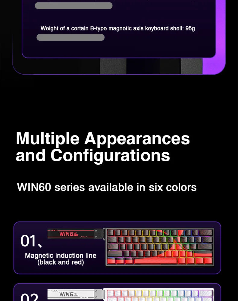 AULA WIN68 HE Esports Magnetic Switch Keyboard Rapid Trigger 8K Return RGB Hotswap 60% 68% Custom Game Keyboard