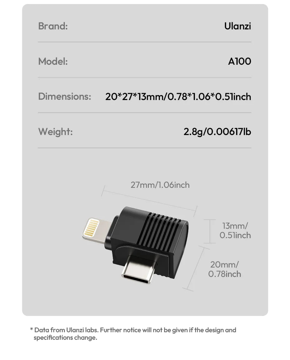 Ulanzi A100 Wireless Lavalier Microphone Professional 20M Audio Video Voice Recording Mic for iPhone 16 15 Android Phone Camera