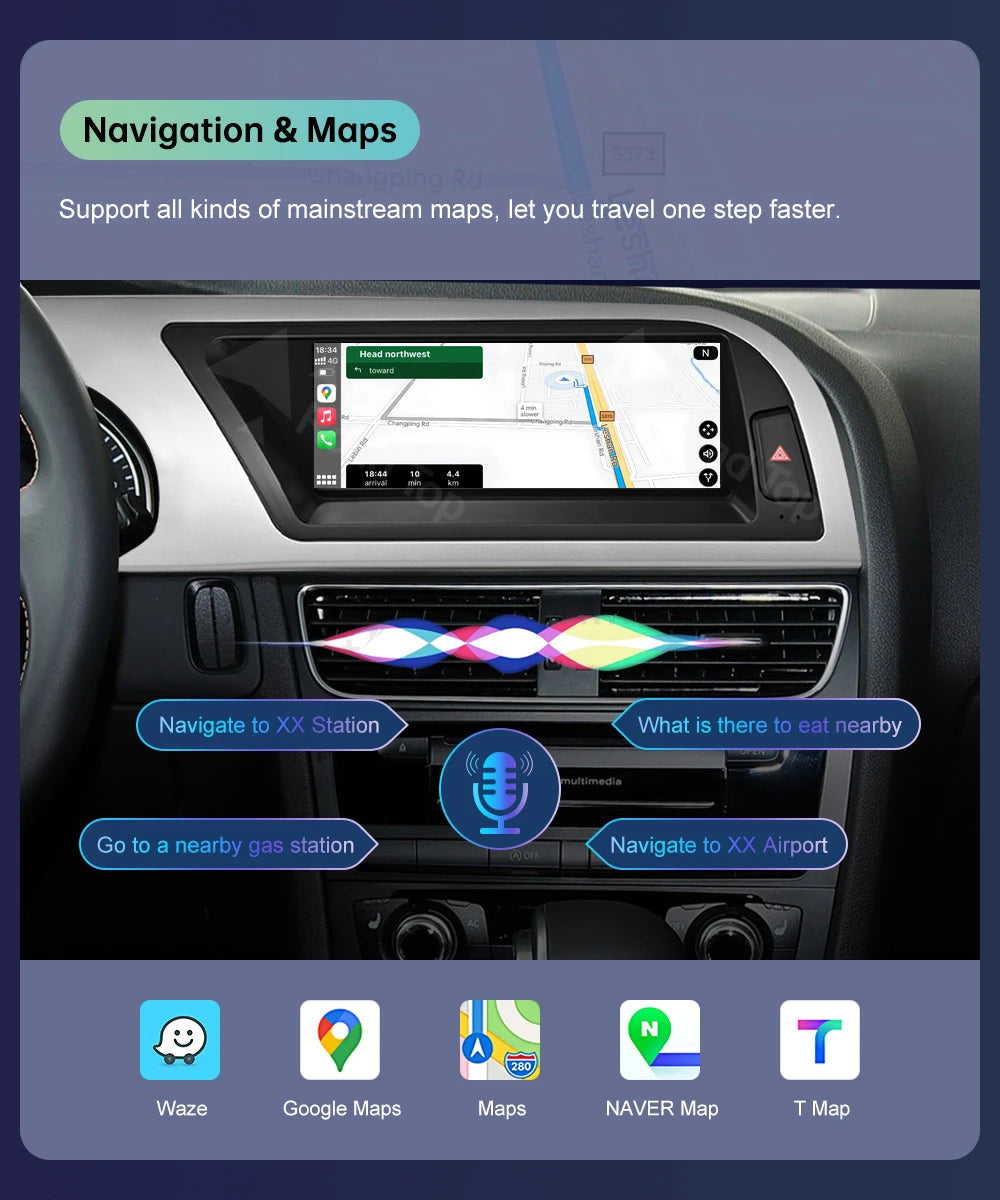Road Top Radio Multimedia Linux Touch Screen For Audi A5 2008-2016 Wireless CarPlay Android Auto Airplay Car Player Function