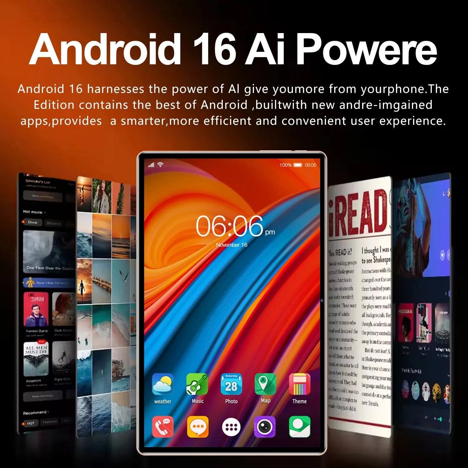 2026 5G Tablet Android 16 Brand New 11 inch 24GB RAM 2TB ROM Tablet 20000mAh 10Core WIFI Bluetooth Network MI Tablet