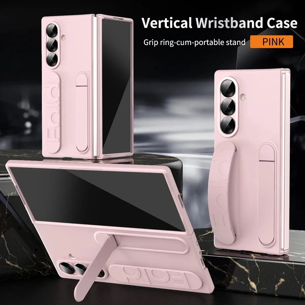 Luxury Wristband Invisible Bracket Case for Samsung Galaxy Z Fold 6 5 4 3 7 fold6 Hand Wrist Strap Folding Stand Silicone Cover