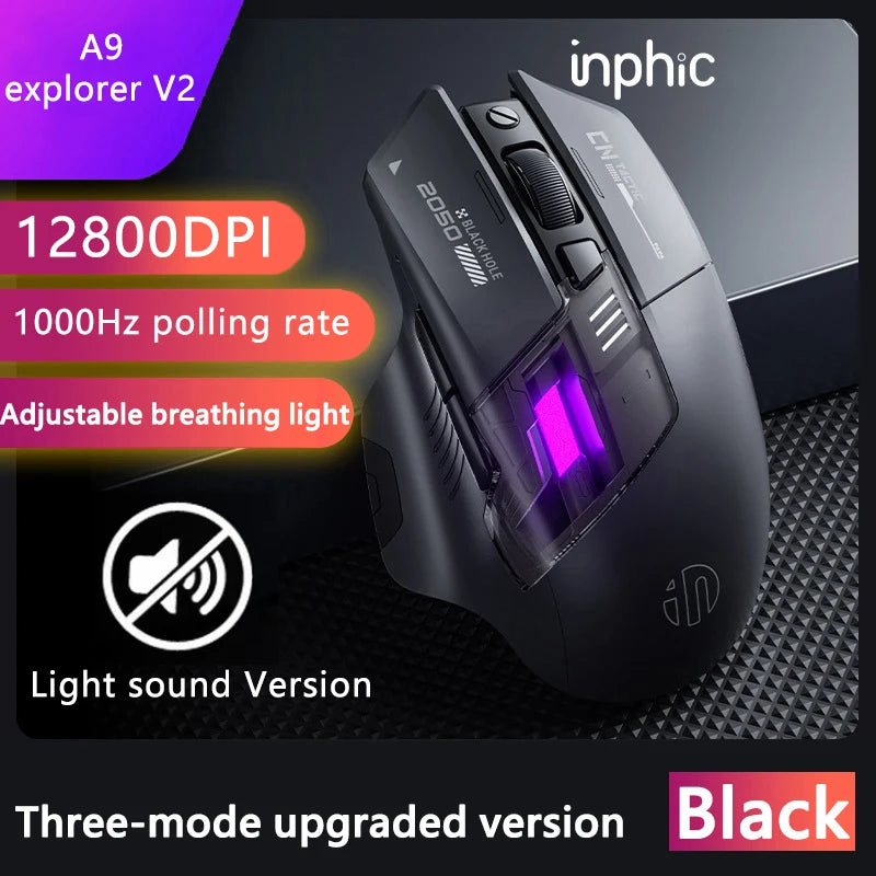 Inphic A9 Explorer V2 Wireless Gaming Mouse 500mA Battery Level Display Ergonomics Bluetooth Office Mouse For PC Laptop