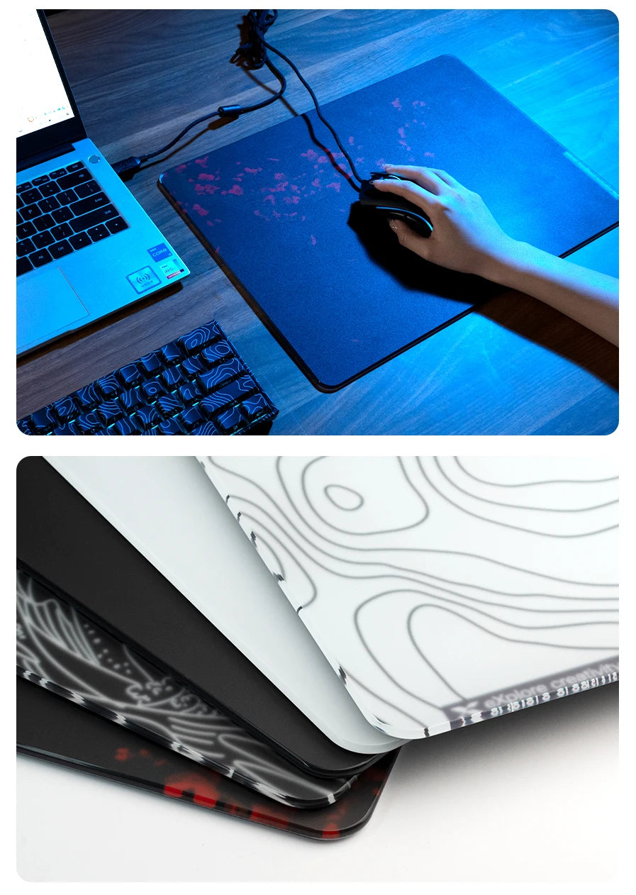 XVX Premium Glass Mousepad Micro-etched surface Full Anti-slip Rubber Base Special Tempered Glass Black Mouse Pad for Gamer
